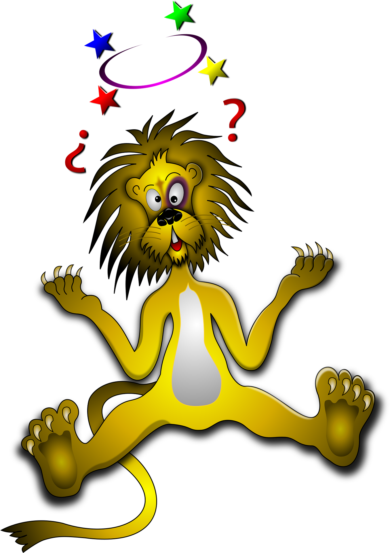 Confused cartoon lion
